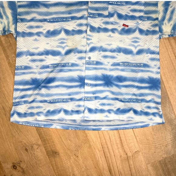 Vintage Southpole Blue and White Mesh Button Down Mens XL - Picture 2 of 7